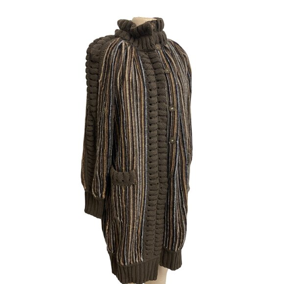 Missoni Made In Italy Striped Knit Wool Cardigan Coat Size 40 - Picture 2 of 16